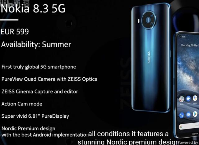 诺基亚发布首款5G手机诺基亚8.3 5G，售价599欧元 5G手机 第1张